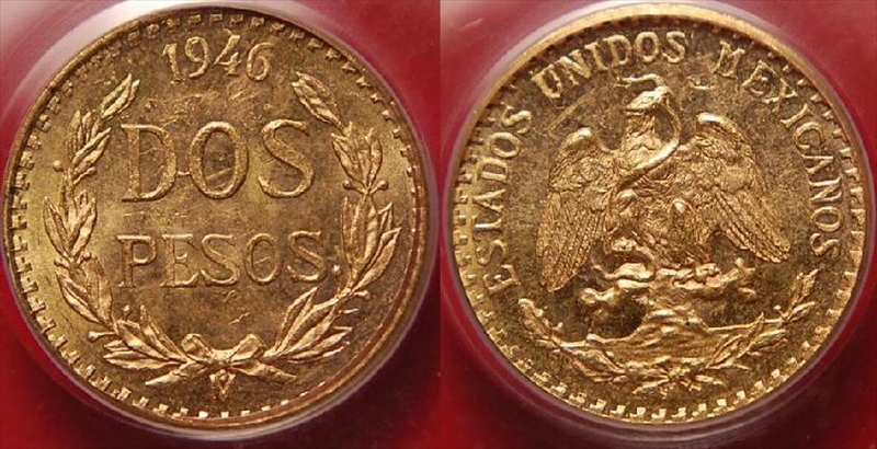 North America, Mexican Gold 2 Pesos, Circulation Strikes (1919